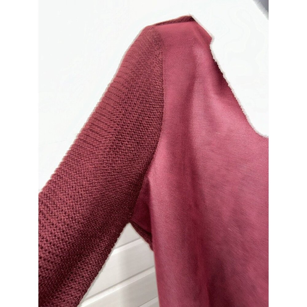 Cavalini Sz PLUS 2X Shawl Collar Faux Suede Sherpa Lined Jacket Burgundy EUC - Picture 3 of 10